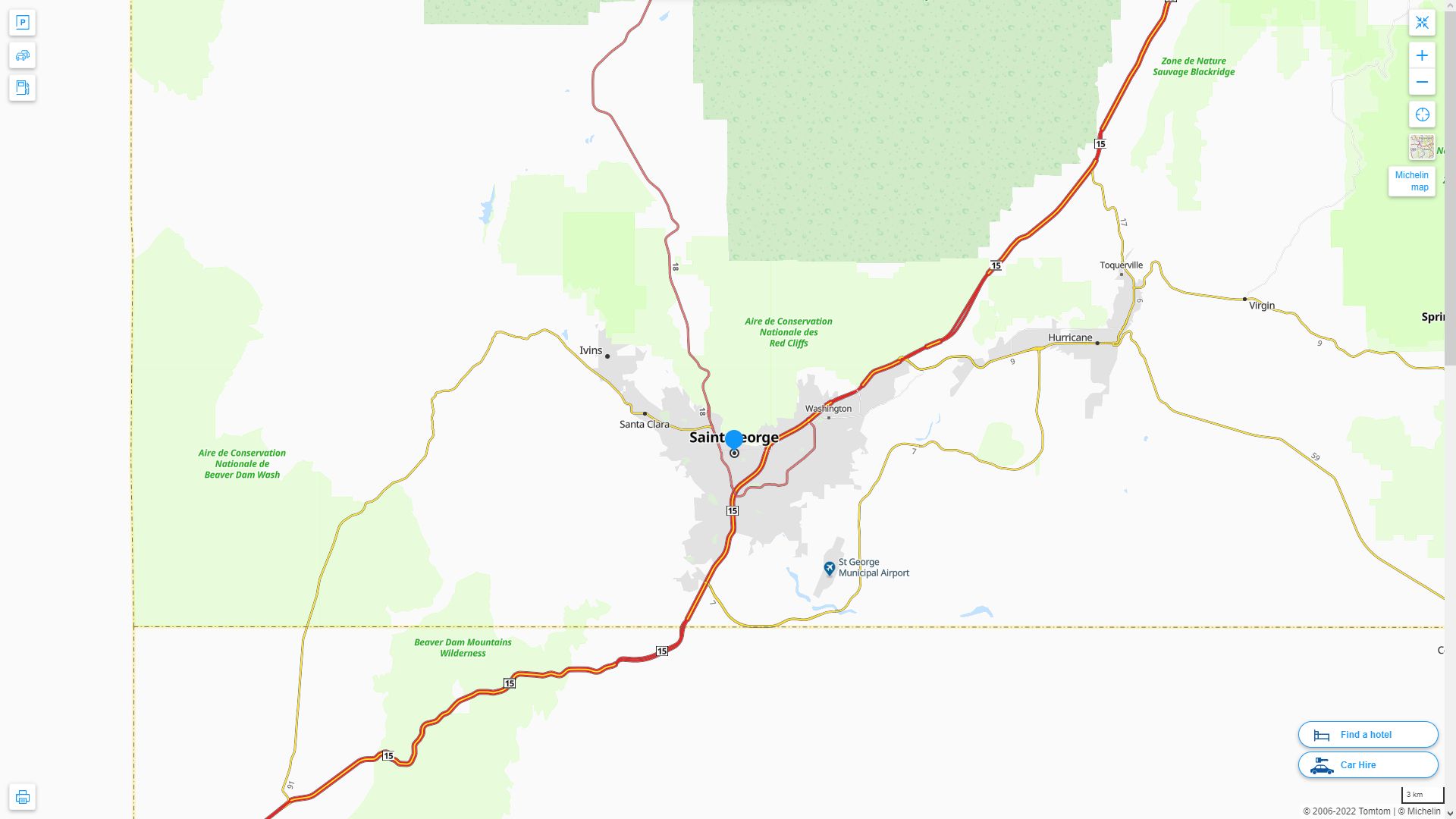 St. George Utah Highway and Road Map